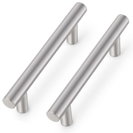 Borstad Nickel Rostfritt Stål Badrumsskåp T Bar Handtag Möbel Lådhandtag Skåpsknoppar (96mm Hålcentrum - 150mm Lång) 5-pack