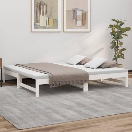 Vidaxl Utdragbar Dagbädd Vit 2x(90x190) Cm Massiv Furu Vit