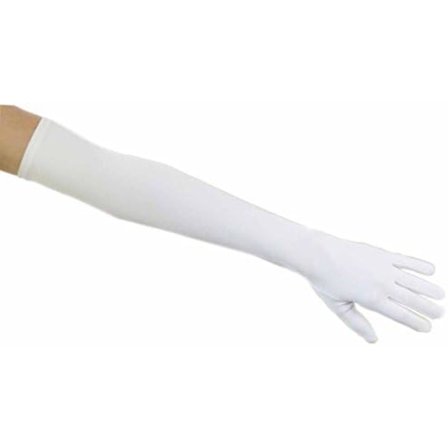 Mattapintaiset satiinihansikkaat, oopperapituiset, valkoiset