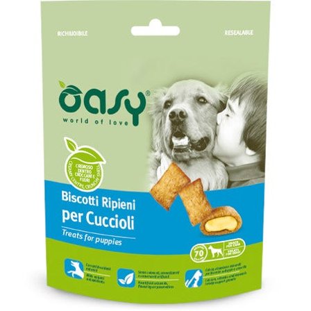 Oasy Snack Al Pollo Biscotti Ripieni Cani Cuccioli 70g