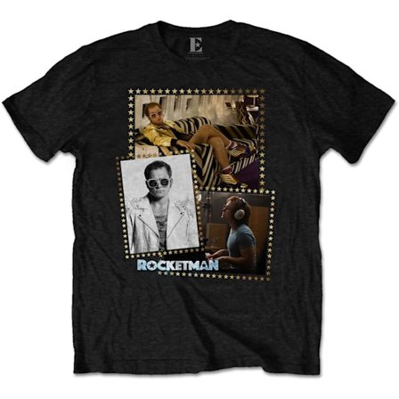 Elton John Unisex Vuxen Rocket Man Montage Bomulls T-shirt S Svart