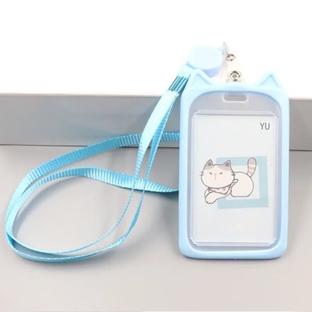 Cartoon Kids Lanyard Card Holder Student Card Cover Halsband Rep Snöre Business Buss Bank Kreditkort Holder Lanyard Badge Case blå