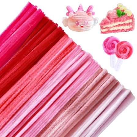 Yalumo Piberensere Håndværksartikler, 500 STK. Pink Piberensere Bulk, 12 Tommer 6 Assorterede Farver Fuzzy Chenille Stængler Sæt, Bløde Kunst og 