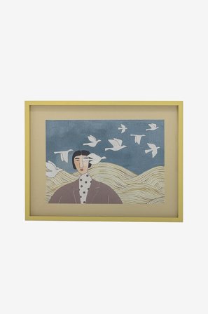 Bloomingville - Flyvielle Illustration med ram - Flerfärgad - Tavlor - Från Homeroom