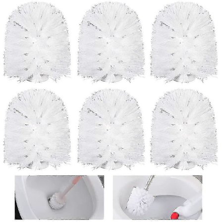 6-pakning Erstatningsbørstehoder for Toalettbørste, Enkelt Skru-på Toalettbørstehode