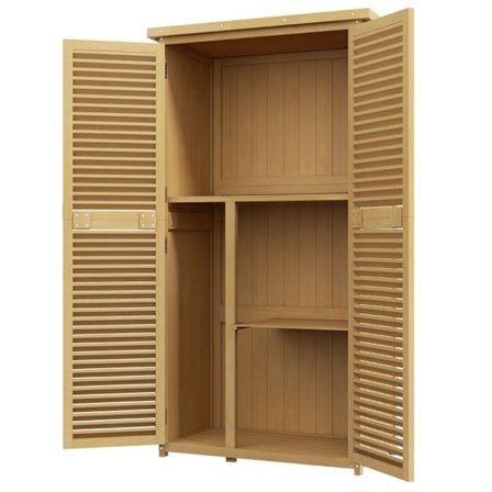 Rootz Haveskab - Redskabsskur - Udendørs opbevaring - Vejrbestandig - 87 cm x 46,5 cm x 160 cm - Fyrretræ - Bitumentag