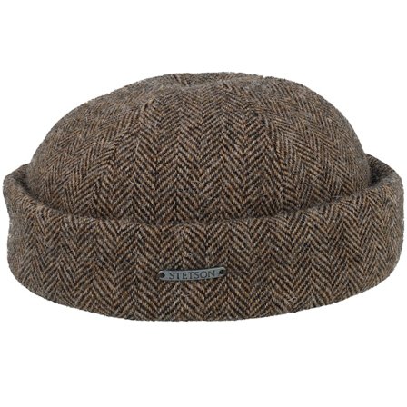 Stetson - Wool Herringbone Brown Melange Docker Docker Brown Beanie - @ Hatstore
