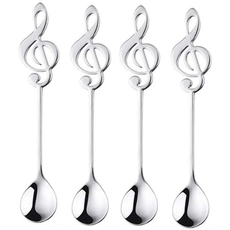 4 kpl jälkiruokalusikka koristeellinen nuotti sekoituslusikka teelusikallinen f