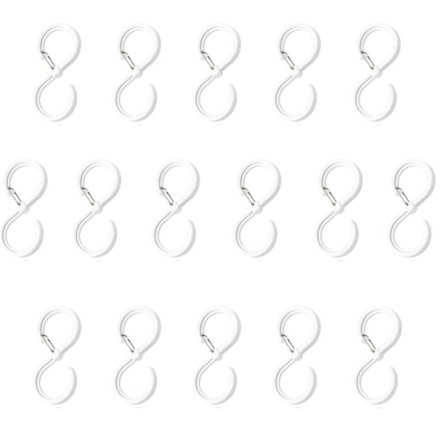 16 stk Badeforhængskroge Ringe Plast bruseforhængskroge