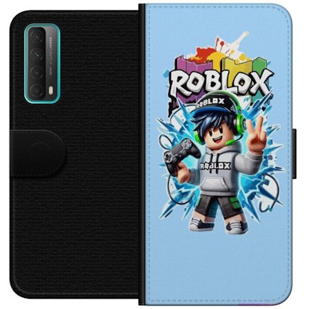 Kompatibel Tegnebogsetui til Huawei Huawei P smart 2021 Farverig Roblox-karakter med controller og energifyldt splash art design, perfekt til bÃ ̧