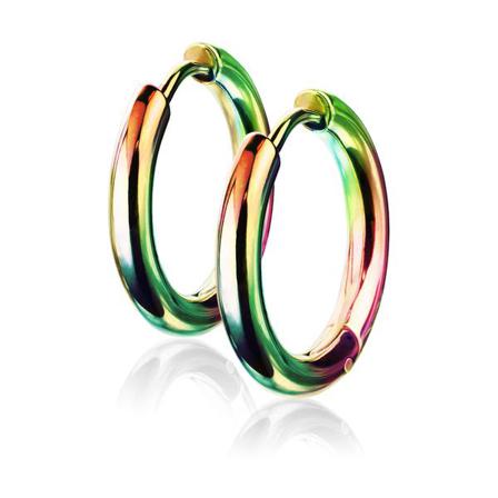 1 Par19 Mm Hoops Örhängen I Regnbågsfärgad 316l Kirurgiskt Stål