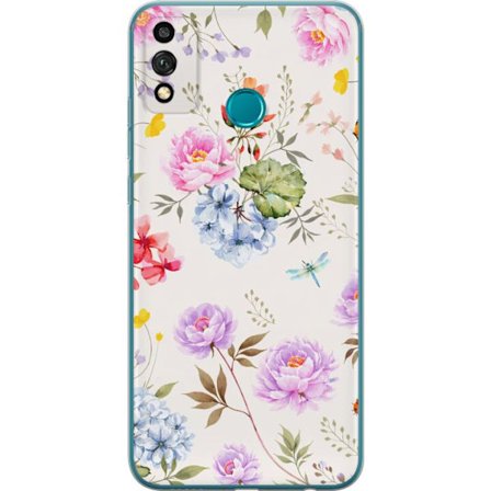 Yhteensopiva Puhelinkuori Honor Honor 9X Lite Kukkakuviota käsinmaalatuilla kukilla, perhosilla ja hyönteisillä romanttiseen skandinaaviseen tyylii