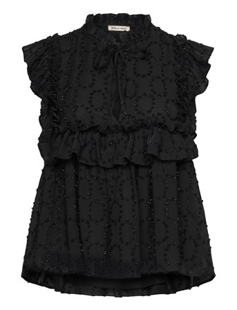 Stella Nova Sleeveless Blouse With Flounce Svart