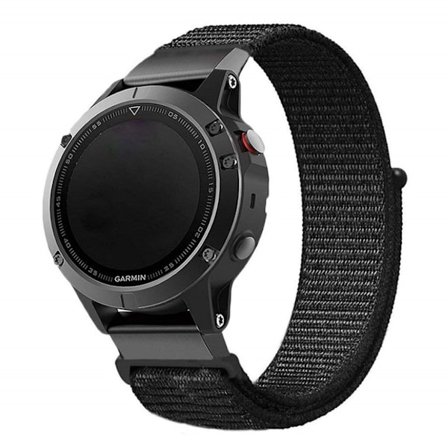 22mm Garmin Fenix 5 nylon tarrakiinnitteinen kellonauha - Musta