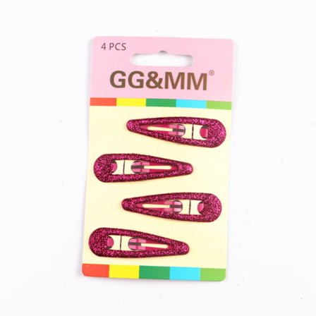 4st Hårklämma Glitter Hårnålar ROSE RED