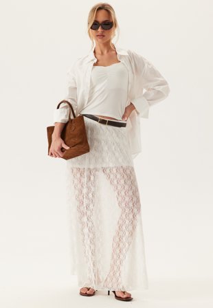 VERO MODA - Vmnelda Hw Long Lace Skirt - Snow White - Kläder - - Bubbleroom