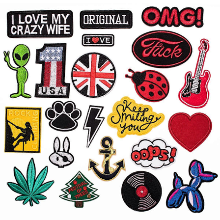 Tegneserie Risflagg Kanin Gitar Broderi Stoffmerke Engelsk Bokstavmerke Armbåndsmerke Klatring Dekorativt Broderi