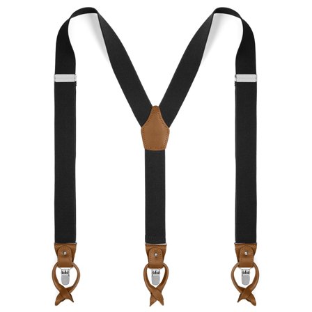 Szerokie czarne przemienne szelki dla mężczyzn - Szelki na guziki