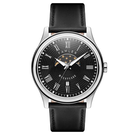 Imperator | Silver-tone and Black Stainless Steel Moonphase Watch for Men