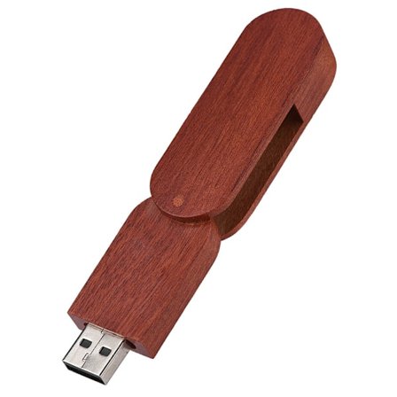 Roterande Woody USB 2.0 Minneslagringsenhet Tummenhet Flash Drive U-skiva (Rosenträ, 64 GB)
