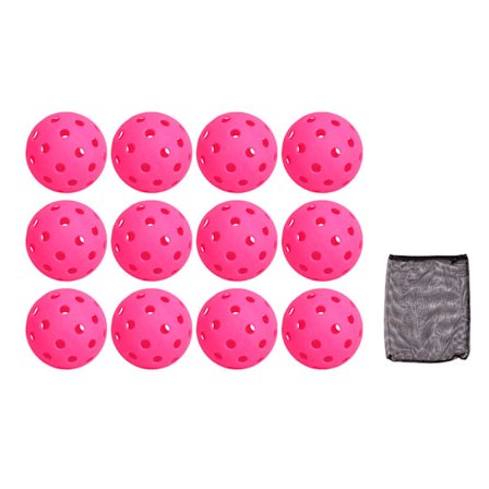 12 stk. 74mm 40 Huller Pickleballs PE Plastik Høj Elasticitet Pickleball Udendørs Huller Bold Pink
