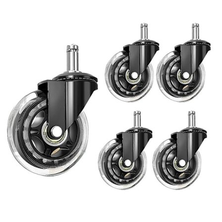 Kontorsstol Hjul 10mm Stift, Kompatibla för Märkesstolar, 3/8 tum Ersättningshjul i Gummi, Set om 5