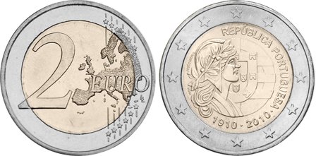 Portugal 2010 - 100 år for Den Portugisiske Republik - 2 euro mønt