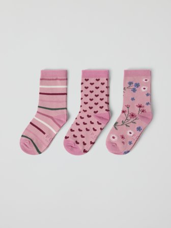 3er-Pack Söckchen, gemustert - 37|39 - kinderbekleidung - pink - Polarn O. Pyret