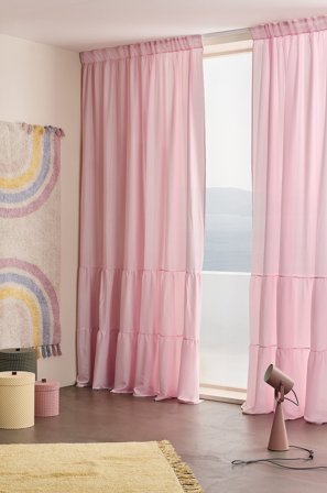 Jotex - Gardin Med Volang 2-pakke Rosa - MEAUX - Kjøp Barnegardiner hos Jotex