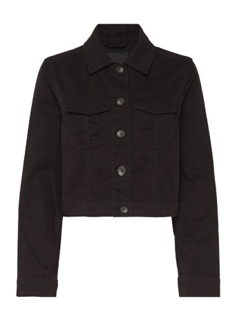 Monki Cropped Twill Jacket - Black - S