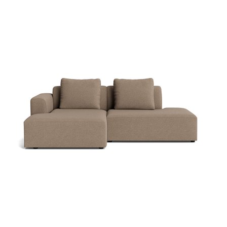 Como Lille Chaiselong Sofa, Venstrevendt Open End - Loop Mørk Beige - 226x155x83cm - Inkl. 2 Rygpuder - Håndlavet Kvalitets Chaiselong Sofa