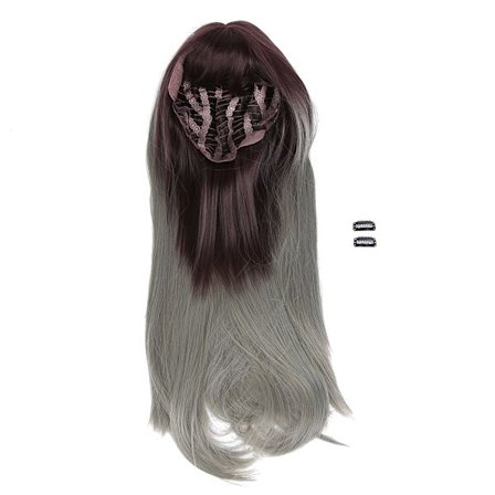 Langt lige paryk til kvinder i grå cyan gradient - stilfuld cosplay-paryk til fest - syntetisk - 71 cm
