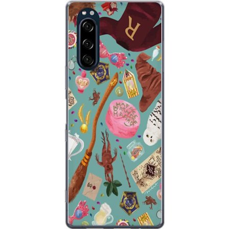 Kompatibelt Mobildeksel til Sony Sony Xperia 5 Magisk illustrasjon med trollstav, hatt og fantastiske gjenstander i leken eventyrstil