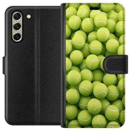 Kompatibelt Lommeboketui til Samsung Samsung Galaxy S21 FE 5G Mønster av grønne tennisballer i høy detalj, sporty motiv med repetisjonstekstur og s