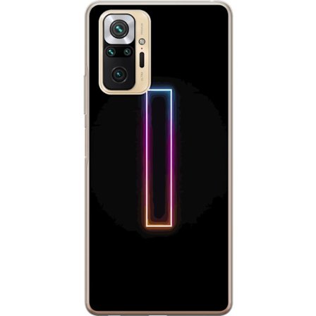 Kompatibel Mobilcover til Xiaomi Xiaomi Redmi Note 10 Pro Minimalistisk neonbogstav I i regnbuefarver mod mørk baggrund
