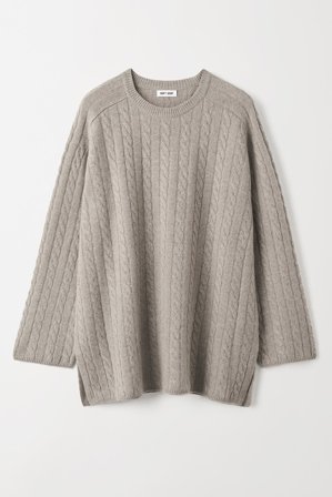 Soft Goat - Cable Knit Crewneck - Women cashmere sweater - S - Greige