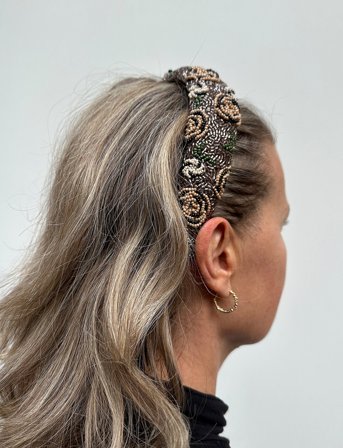 Becksöndergaard Florian Wide Beaded Hairbrace - Brown - ONE SIZE