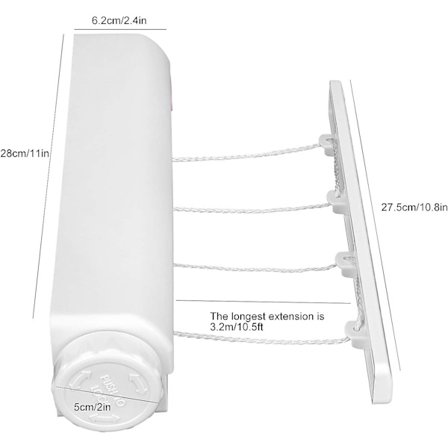 Bärbar In- och Utomhus Klädstreck av Plast med Retraktil Design