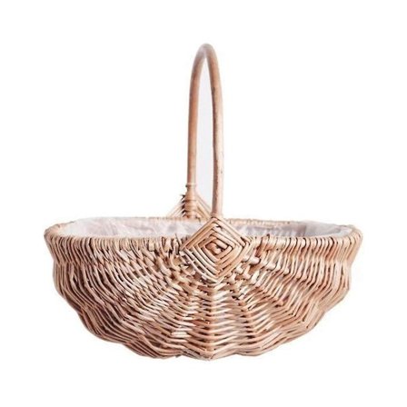 Håndvevd blomsterpikekurv med håndtak, pilkurv for oppbevaring, tom kurv i pileflett for piknik, blomsterpikekurver til bryllup