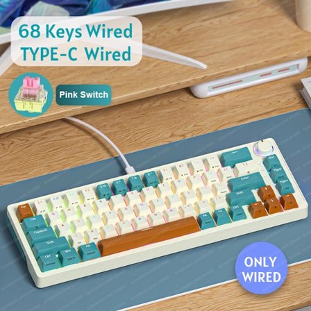 ZA68 Langaton Mekaaninen Peli-näppäimistö 2.4G Bluetooth TYPE-C Langallinen 3 Tilaa Hot Swap RGB Taustavalo 68 Näppäintä