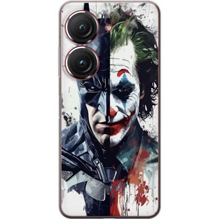 Yhteensopiva Puhelinkuori Asus Asus Zenfone 9 Jakettu muotokuva Batmanista ja Jokerista dramaattisessa kuvituksessa, kuvankaunis supersankariteema tum