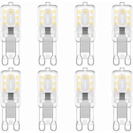 G9 LED-lampe, G9 LED 220V Naturhvit 3000K 3W halogenekvivalent 30W halogenlys 8-pakning - Perfet
