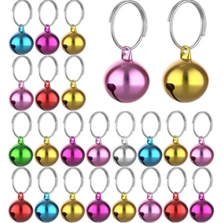 24 stk. bjældevedhæng til hunde- eller kattehalsbånd, 14 mm metal kattebjælde, søde bjælder til hunde katte, bjældevedhæng