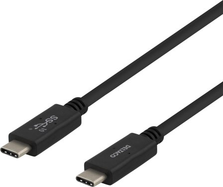 Deltaco USB-kabel - USB-C (hann) til USB-C (hann) - USB 3.1 Gen 2 - 5 A - 1 m - USB Power Delivery (5 A, 100 W) - svart
