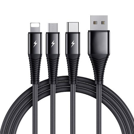 SiGN 3-in-1 Cable Lightning, USB-C, Micro-USB, 3A, 1.2m - Black