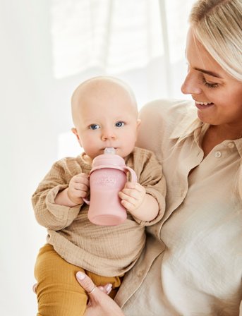 Everyday Baby Glass Sippy Cup Healthy + Rose Pink - Pink - 150 ml
