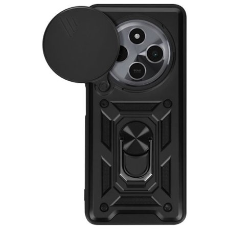 Cover til Xiaomi Redmi 14C - Mayaxess - Sort - Stødabsorberende - Skydelukket til kamera - Magnetisk støtte