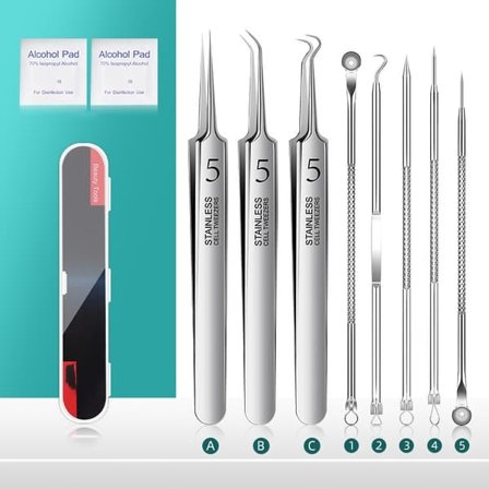 Verktøysett kompatibelt med fjerning av hudormer med etui 8-pakning—pa