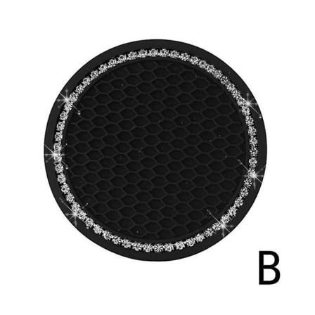 Rhinestones Silikon Bil Coaster Vannkopp Flaskeholder Anti Slip Pad Matte For Interiørdekorasjon Biltilbehør 2stk|drikkeholdere| B