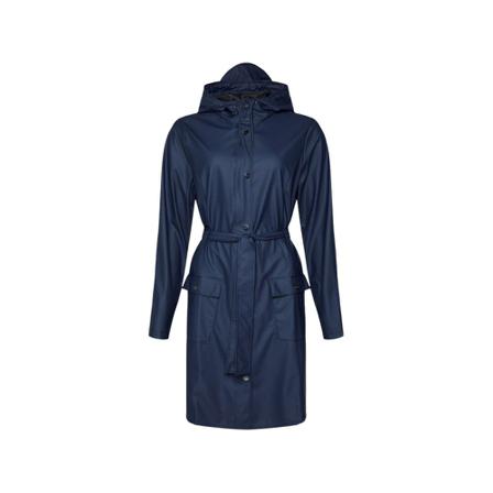 Rains, Belted Coat Blauw, Dames, Maat:XS/S